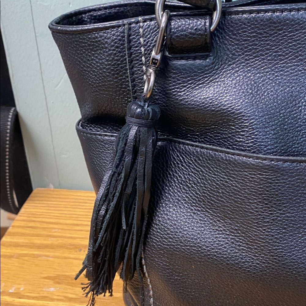 The Sak Black Leather Shoulder Bag with Tassel - Picture 3 of 12